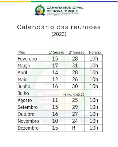 CALENDÁRIO DAS REUNIÕES